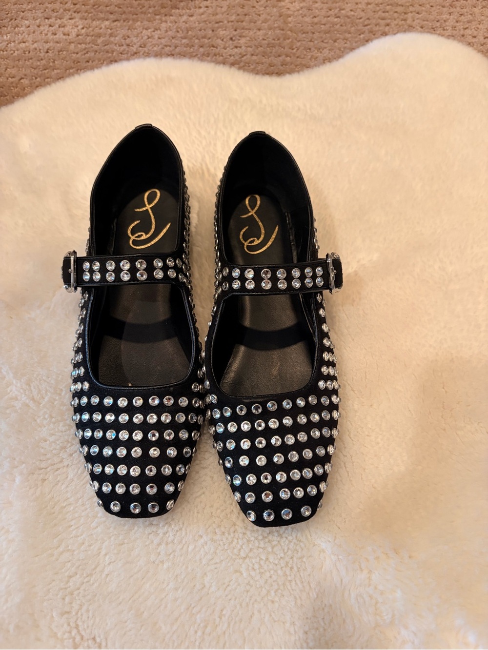 Sam Edelman Black Jeweled Mary Jane Flats